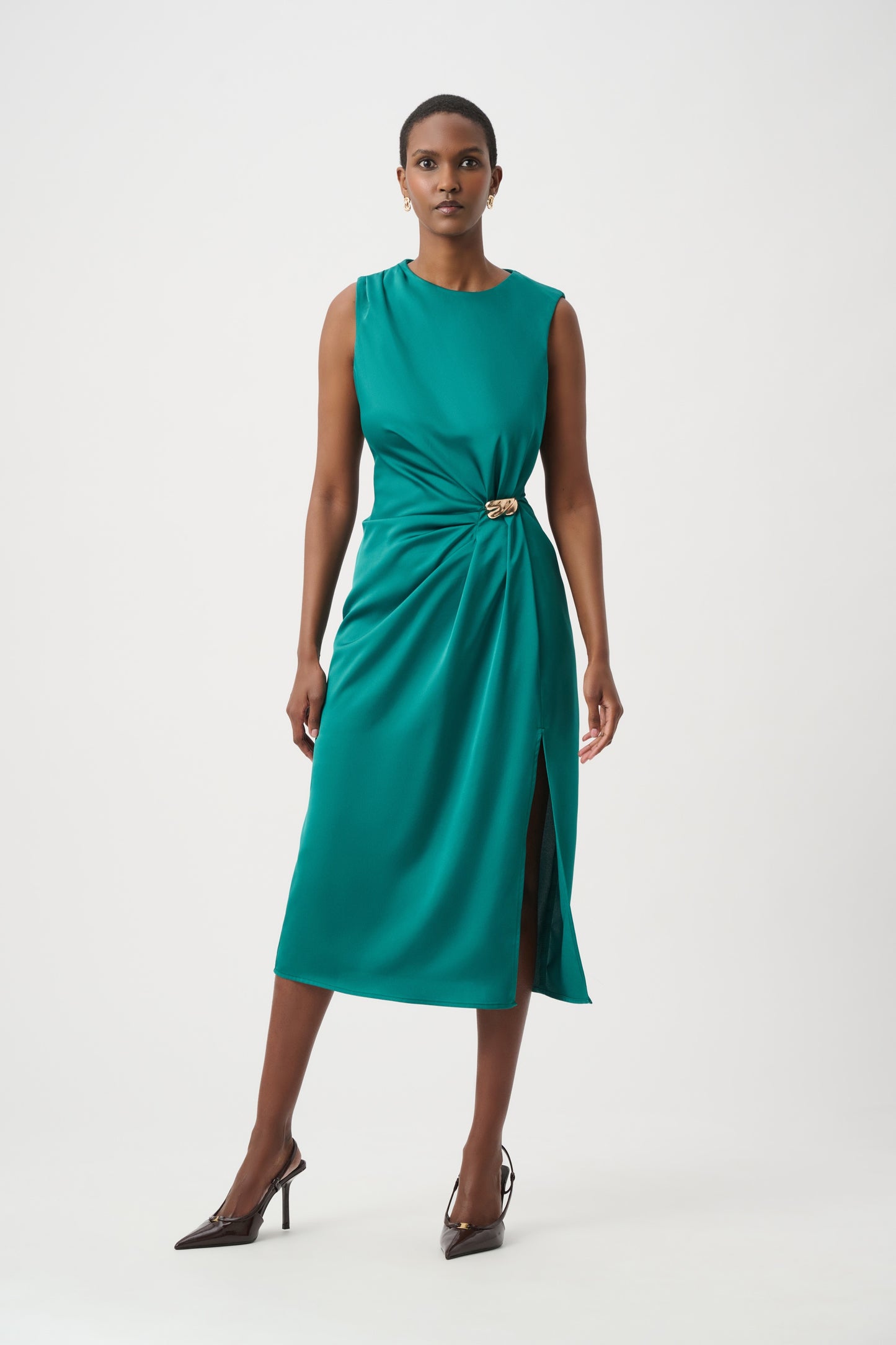 JR~ Satin Sheath Dress Opulent Green