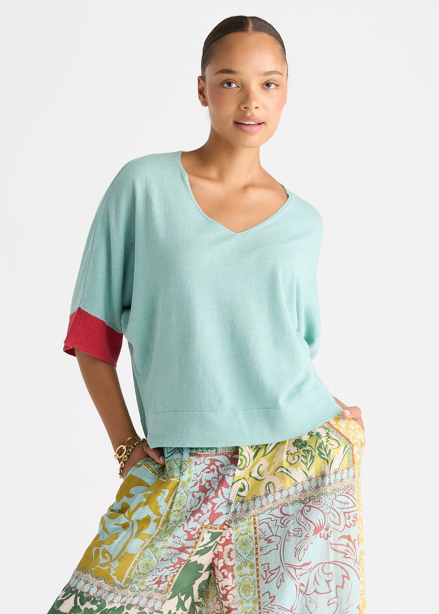 ld+co~ Contrast Cuff Top