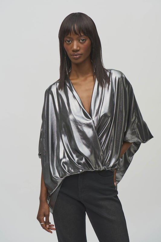 JR - 244232 Metallic Foiled Chiffon Top