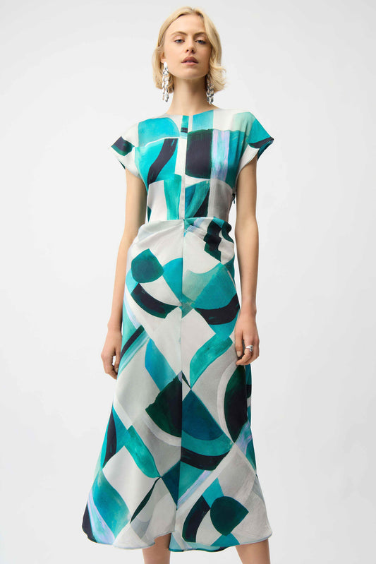 JR~Textured  Geometric Flare Dress