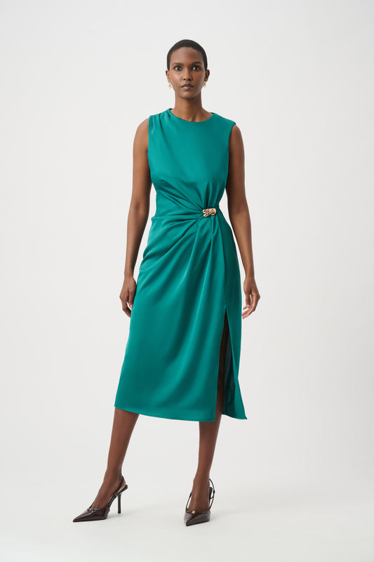 JR~ Satin Sheath Dress Opulent Green