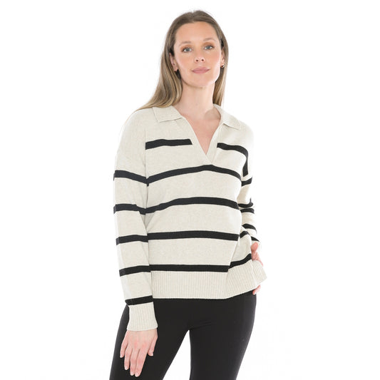 Jump~Stripe Collar Pullover