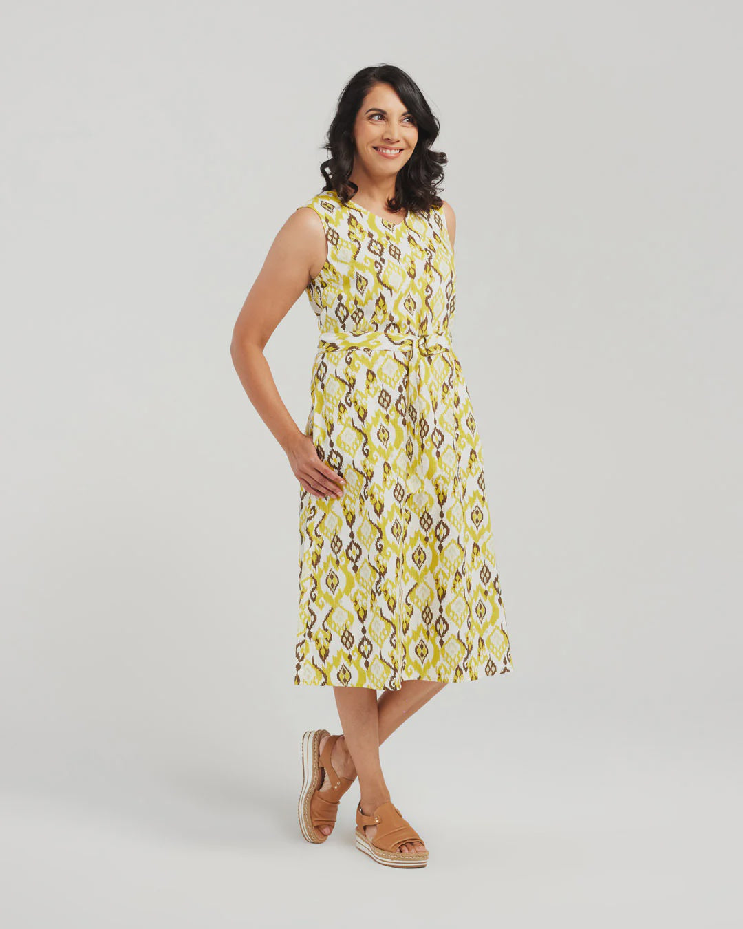 Blackstone~Sleeveless Ikat dress