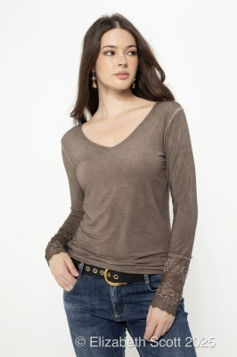 ESA~Long Sleeve Lace T French Lace