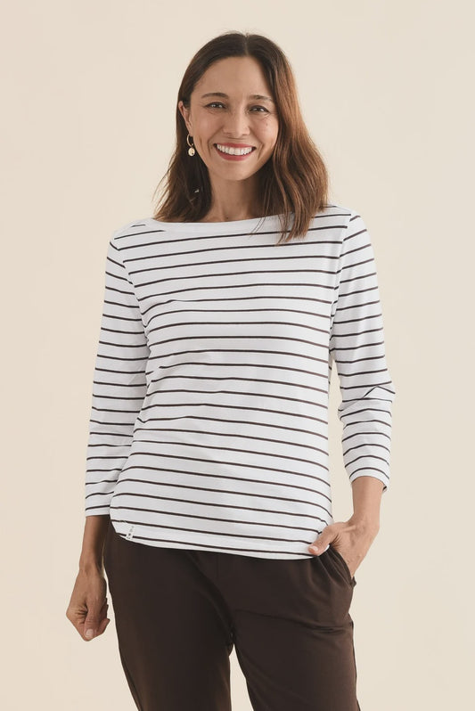 Elm~Eliza Boat Neck Tee-Stripe