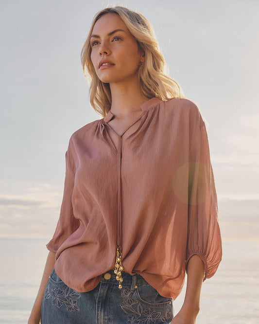 F&B~Shae Split Neck Blouse