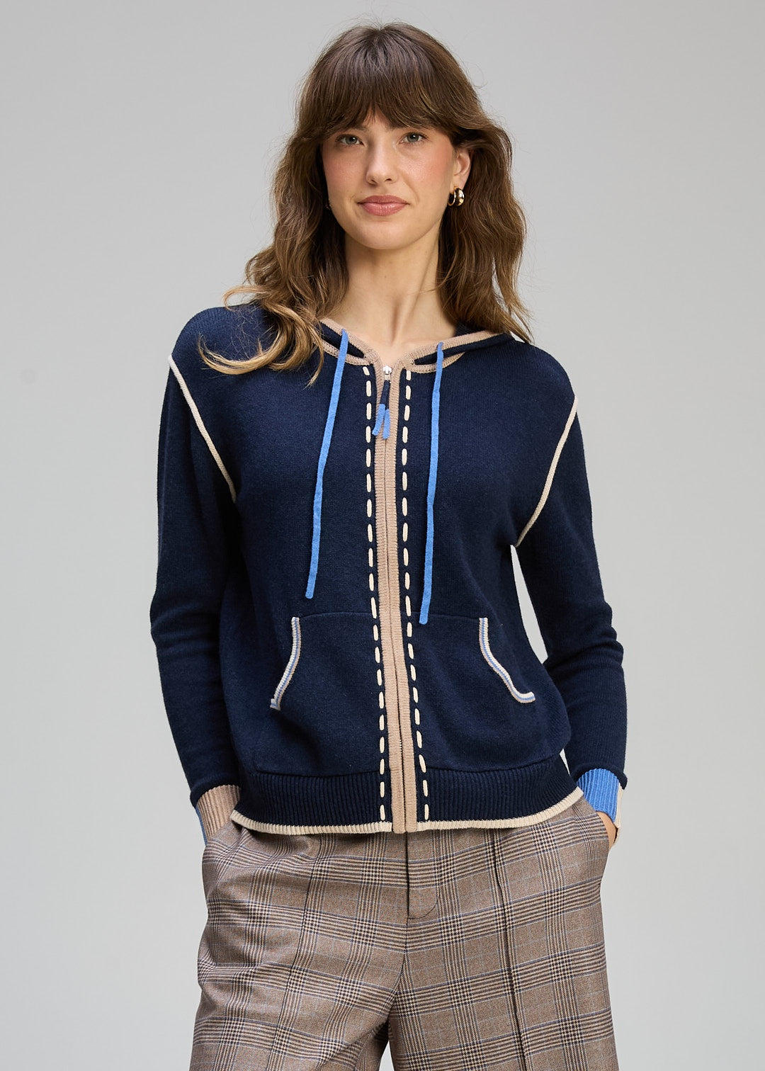Z&P~Threaded Hoodie Dk Denim