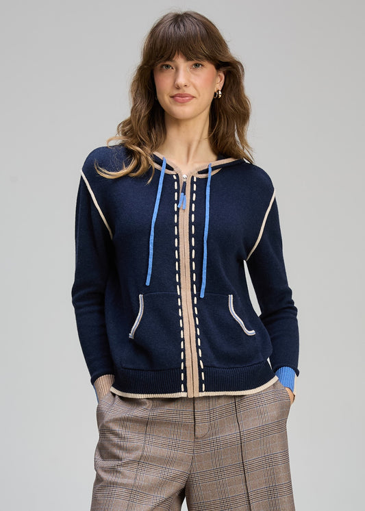 Z&P~Threaded Hoodie Dk Denim