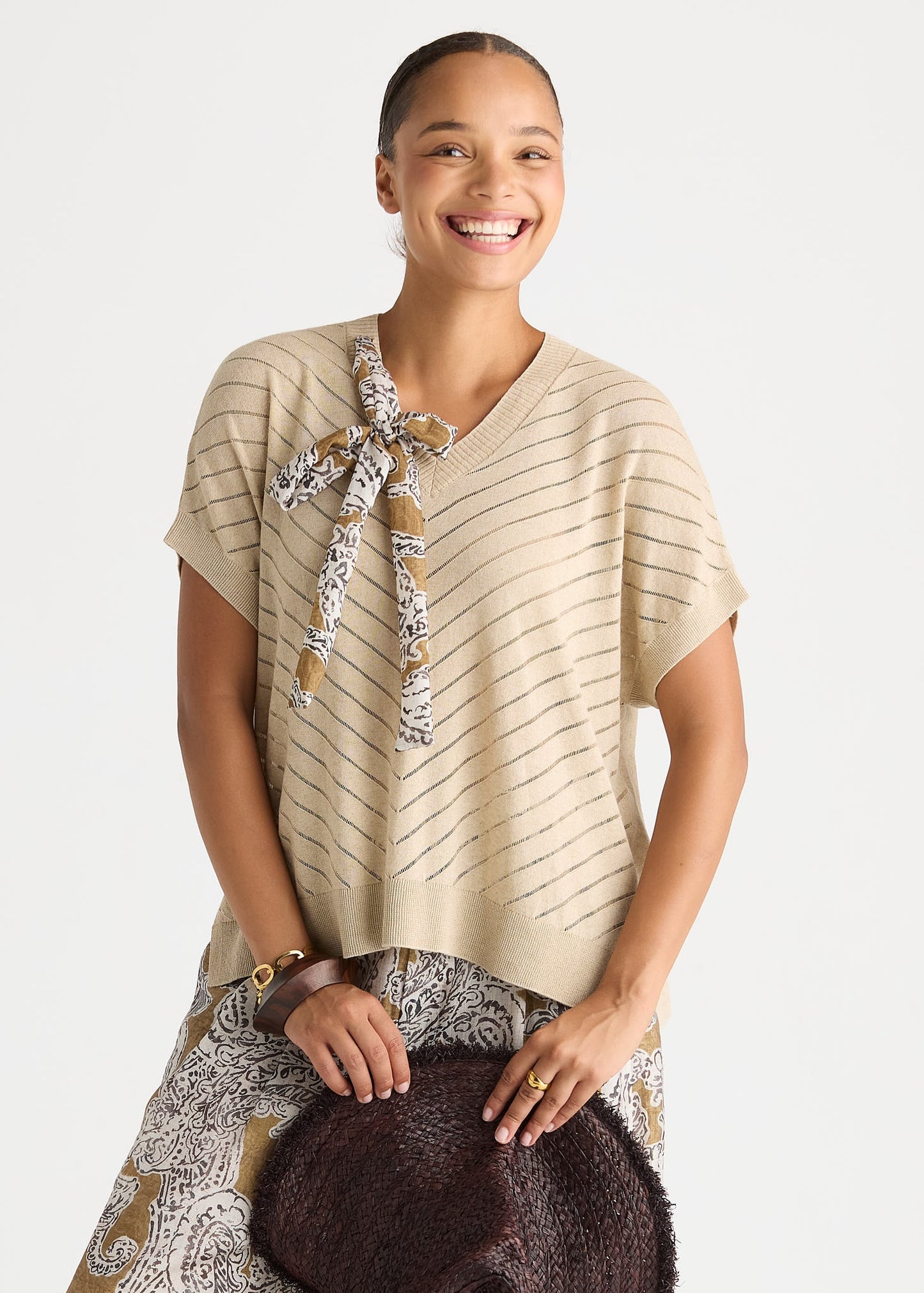 ld+co~ Scarf Detail Top Natural