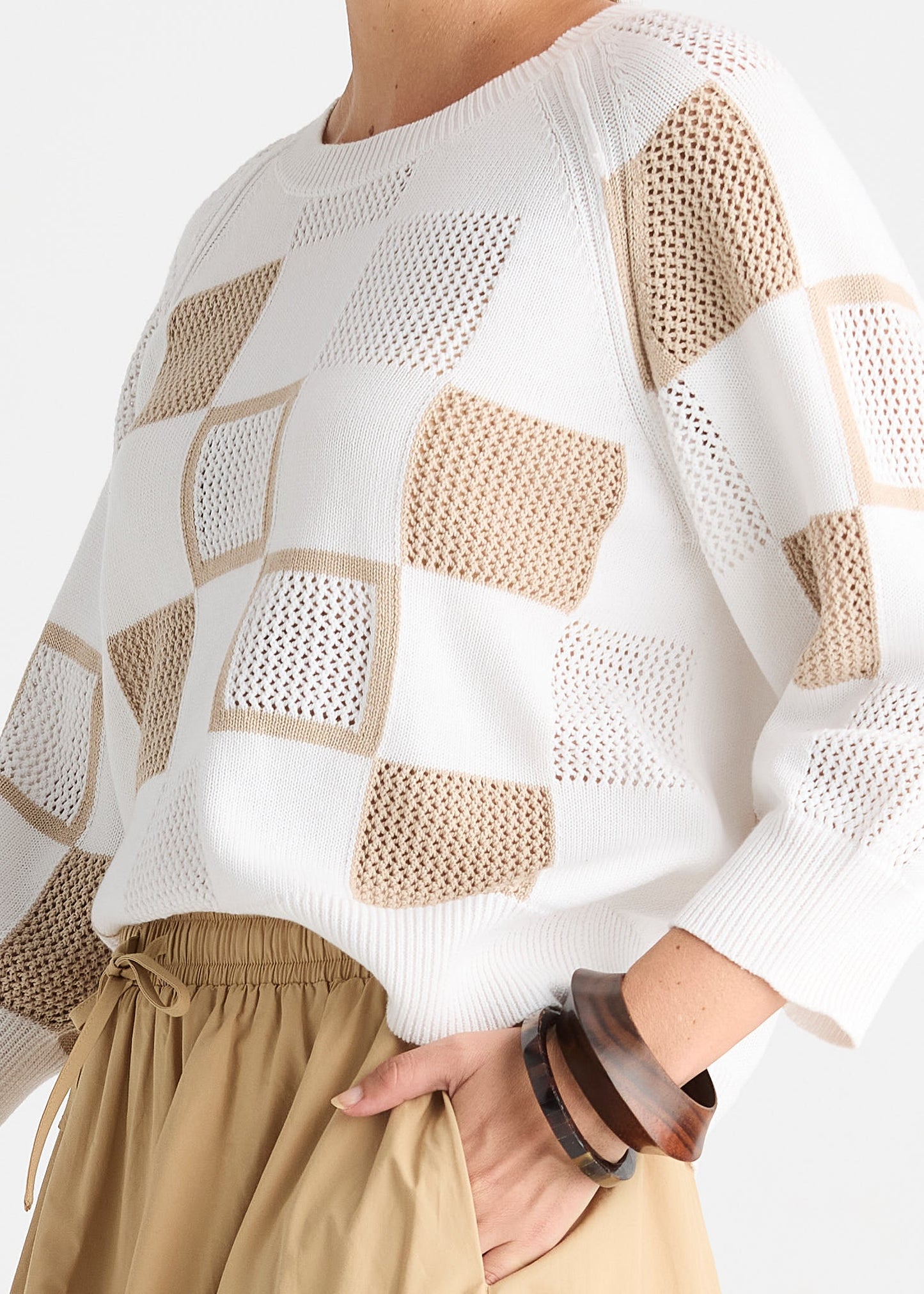 Z&P~ Patch Pointelle Top White