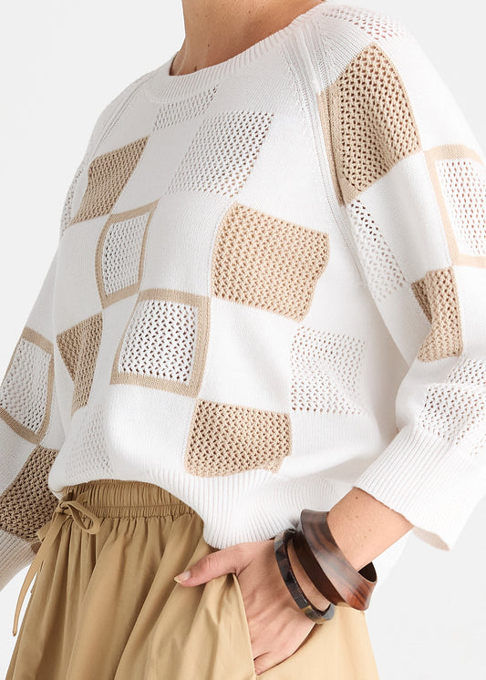 Z&P~ Patch Pointelle Top White