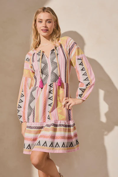 Tribal~Jacquard Raglan Dress