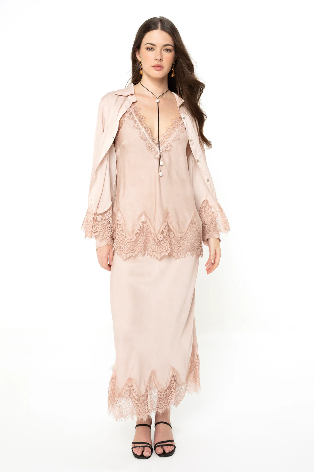 ESA~Satin Trimmed Shirt